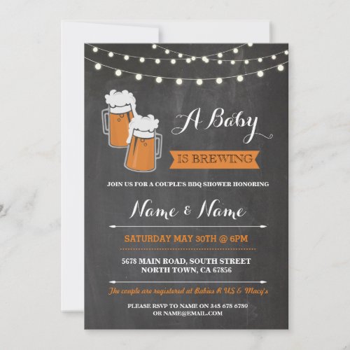 A Baby is Brewing Shower Beers BBQ BabyQ Invite