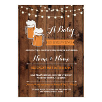 A Baby is Brewing Shower Beers BBQ Wood Invite