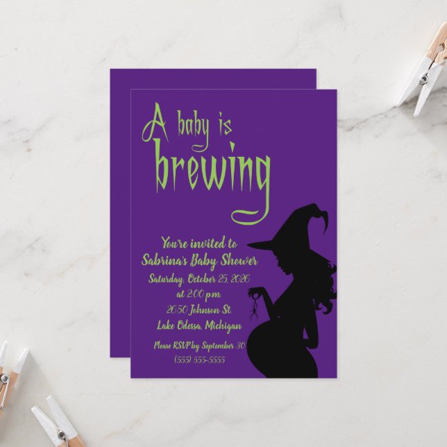 A Baby is Brewing Shower Invitation Card (Front/Back In Situ)