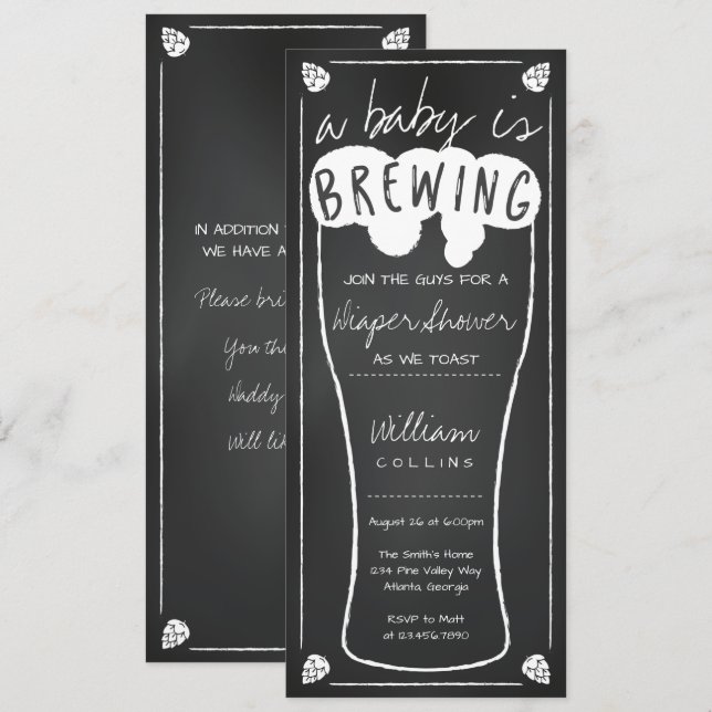 A Baby Is Brewing Shower Invitation, Diaper Shower Invitation (Front/Back)