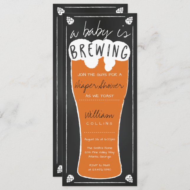 A Baby Is Brewing Shower Invitation, Diaper Shower Invitation (Front/Back)
