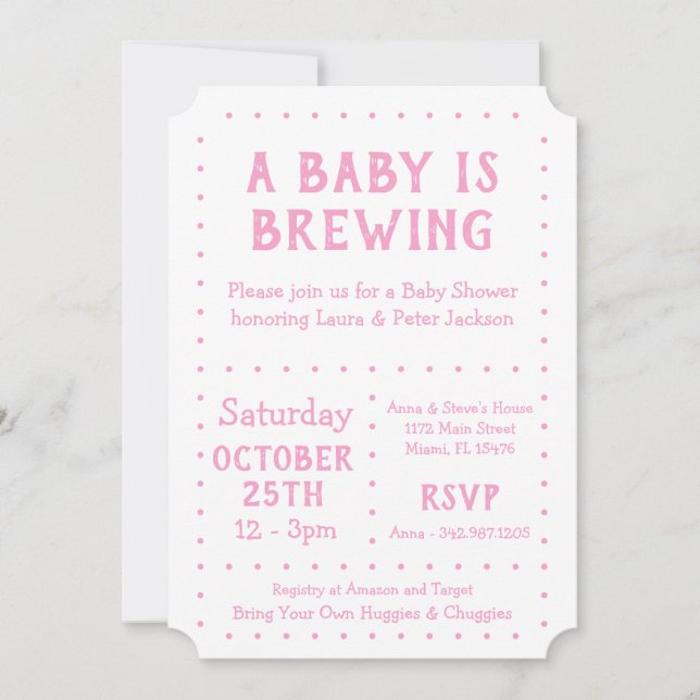 A Baby is Brewing, Shower Invite (Front)