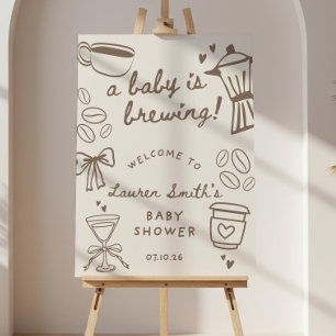 A Baby Is Brewing Shower Welcome Sign Template