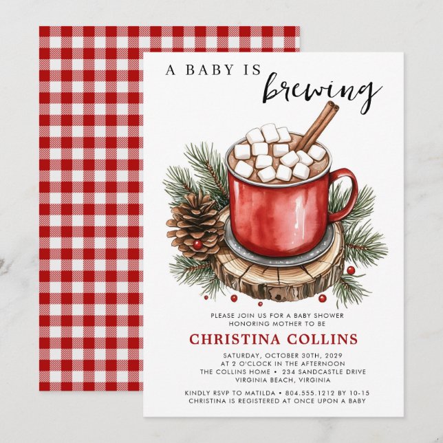 A Baby is Brewing Simple Baby Shower Invitation  (Front/Back)