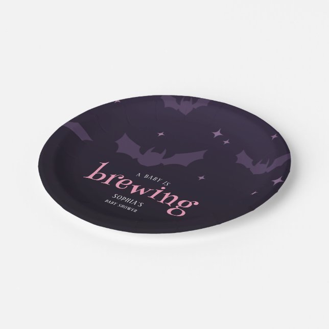A Baby Is Brewing Spooky Baby Shower  Paper Plates (Angled)