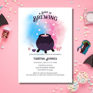 A Baby Is Brewing Spooky Gender Reveal Cauldron Invitation