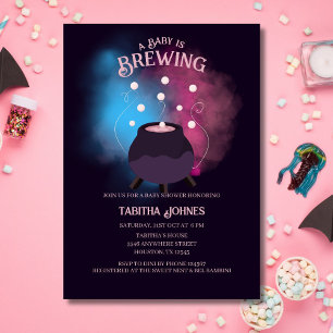 A Baby Is Brewing Spooky Gender Reveal Cauldron Invitation