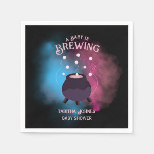 A Baby Is Brewing Spooky Gender Reveal Cauldron Napkins