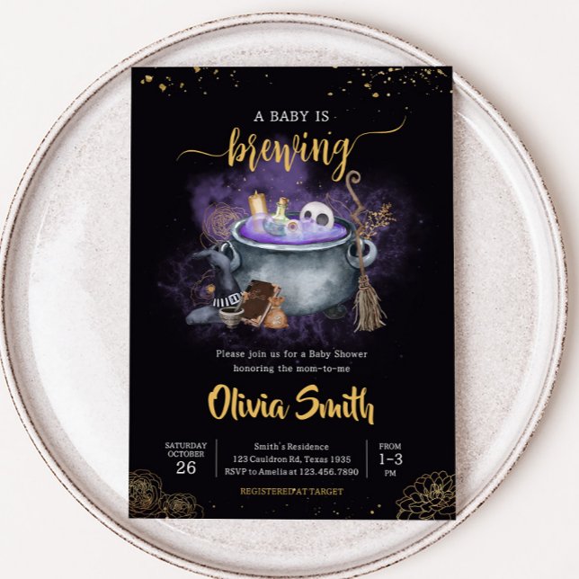 A Baby is Brewing Spooky Halloween Baby Shower Invitation (A Baby is Brewing Baby Shower Invitation
)