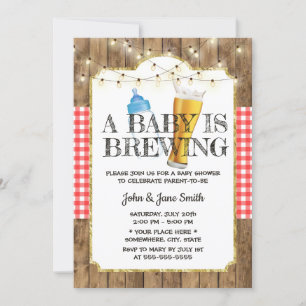 A Baby is Brewing String Lights Beer Baby Shower Invitation