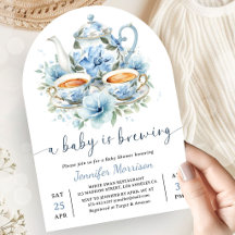 A Baby is Brewing Tea Baby Shower Boy Blue Arch