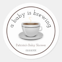 A Baby Is Brewing Tea Party Baby Shower Classic Round Sticker