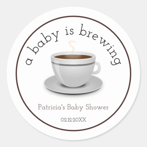 A Baby Is Brewing Tea Party Baby Shower Classic Round Sticker