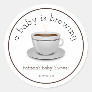 A Baby Is Brewing Tea Party Baby Shower Classic Round Sticker