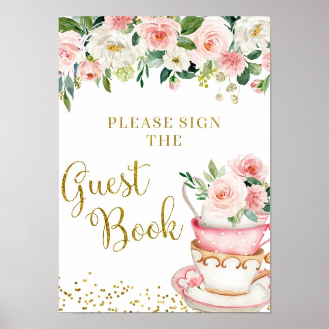 A Baby is Brewing Tea Party Baby Shower Guest Book (Front)