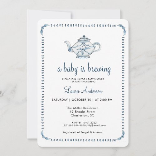 A Baby is Brewing Tea Party Baby shower Invitation