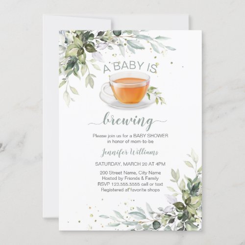 A baby is brewing Tea Party Baby Shower Invitation