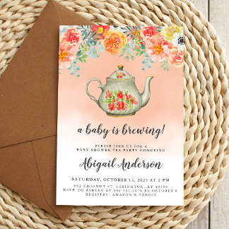A Baby is Brewing Tea Party Baby Shower Invitation
