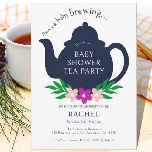 A Baby is Brewing Tea Party Baby Shower  Invitation