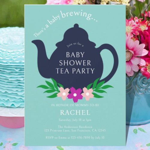 A Baby is Brewing Tea Party Baby Shower Invitation