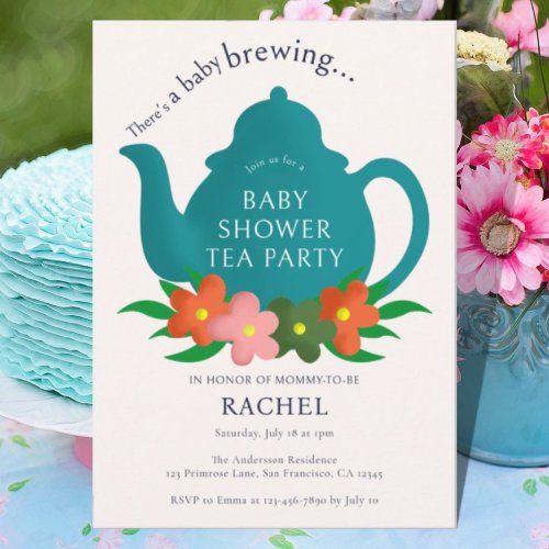 A Baby is Brewing Tea Party Baby Shower   Invitation