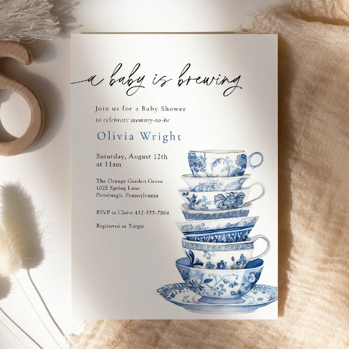 A Baby is Brewing Tea Party Baby Shower Invitation