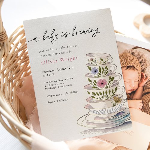 A Baby is Brewing Tea Party Baby Shower Invitation