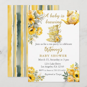 A baby is Brewing Tea Party Baby Shower Invitation