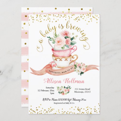 A Baby is Brewing Tea Party Baby Shower Invitation