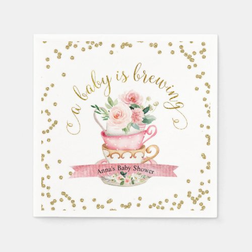 A Baby is Brewing Tea Party Baby Shower Napkins