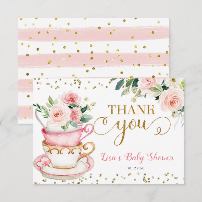 A Baby is Brewing Tea Party Baby Shower Thank You  (Front/Back)