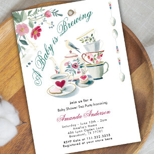 A Baby Is Brewing Tea Party Floral Baby Shower Invitation