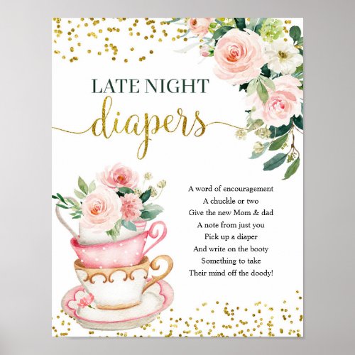 A Baby is Brewing Tea Party Night Diaper Poster