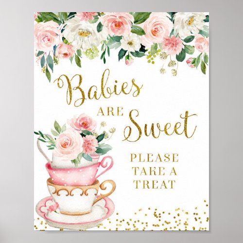 A Baby is Brewing Tea Party Please Take a Treat Poster