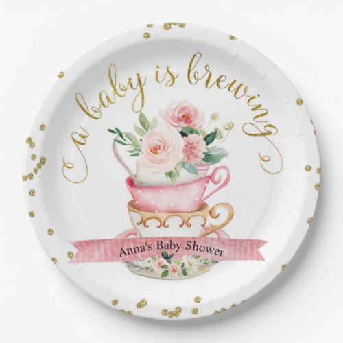 A Baby is Brewing Tea Party Shower Paper Plate