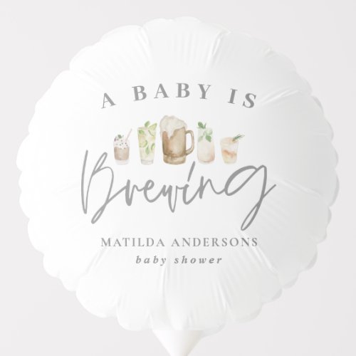 A baby is brewing watercolour beer baby shower balloon