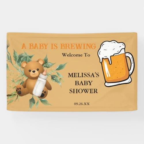 A baby is brewing welcome banner sign