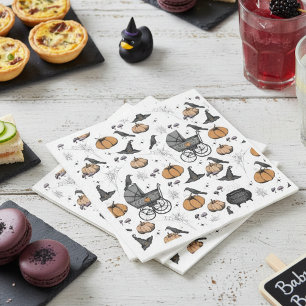 A Baby is Brewing White Victorian Baby Carriage Napkins