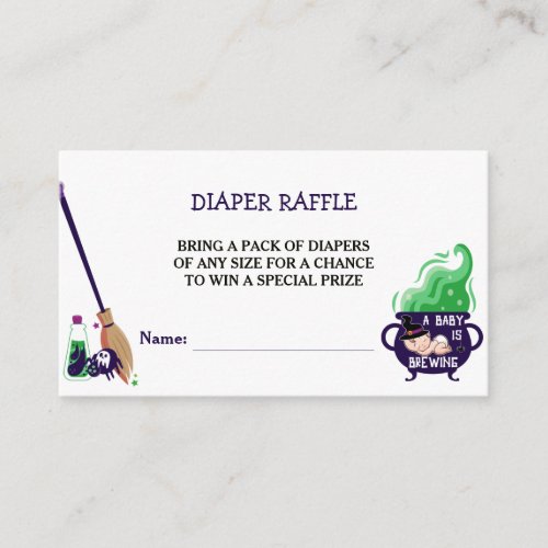 A Baby Is Brewing Witch Baby Shower Diaper Raffle Enclosure Card