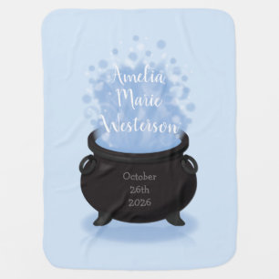 A Baby is Brewing Witch Baby Shower Gothic Blue Baby Blanket