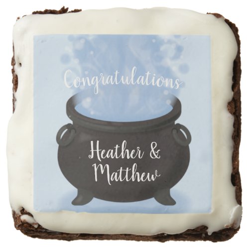 A Baby is Brewing Witch Baby Shower Gothic Blue Brownie