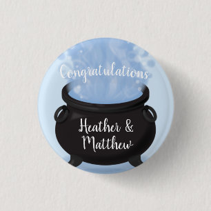 A Baby is Brewing Witch Baby Shower Gothic Blue Button