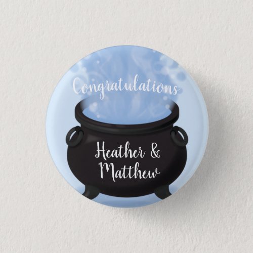 A Baby is Brewing Witch Baby Shower Gothic Blue Button