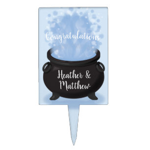 A Baby is Brewing Witch Baby Shower Gothic Blue Cake Topper