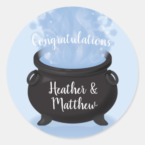 A Baby is Brewing Witch Baby Shower Gothic Blue Classic Round Sticker