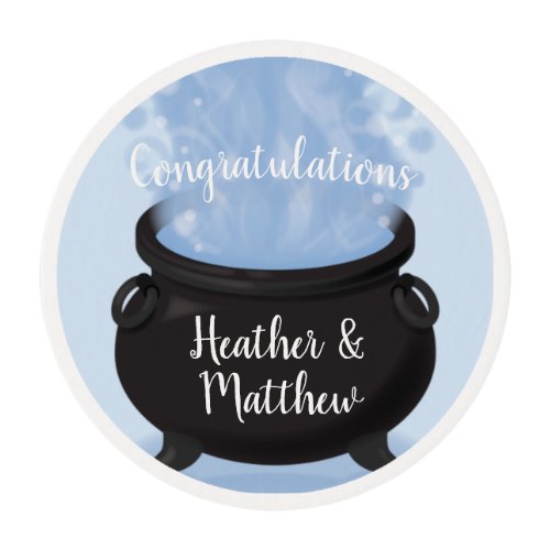 A Baby is Brewing Witch Baby Shower Gothic Blue Edible Frosting Rounds