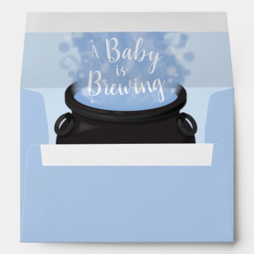 A Baby is Brewing Witch Baby Shower Gothic Blue Envelope