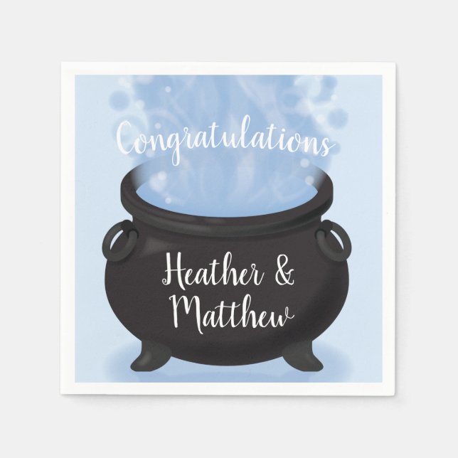 A Baby is Brewing Witch Baby Shower Gothic Blue Napkins (Front)