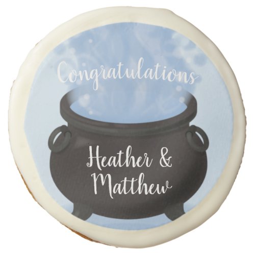 A Baby is Brewing Witch Baby Shower Gothic Blue Sugar Cookie