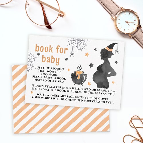 A baby is brewing witch book for baby shower enclosure card
